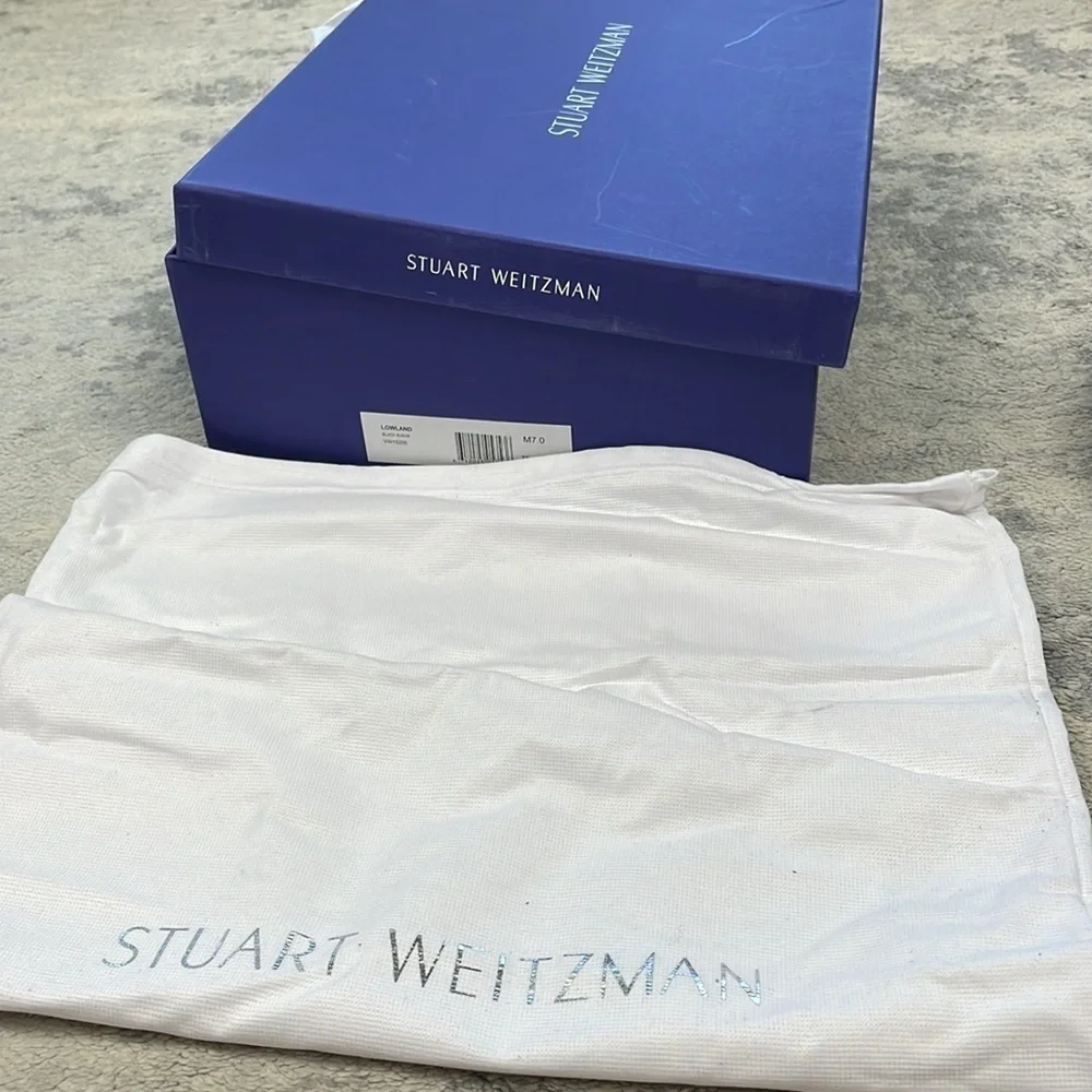Stuart Weitzman Lowland Over The Knee Boots Black Suede Tie Back Sz 7